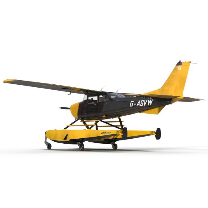 3D model Cessna 172 Black Seaplane