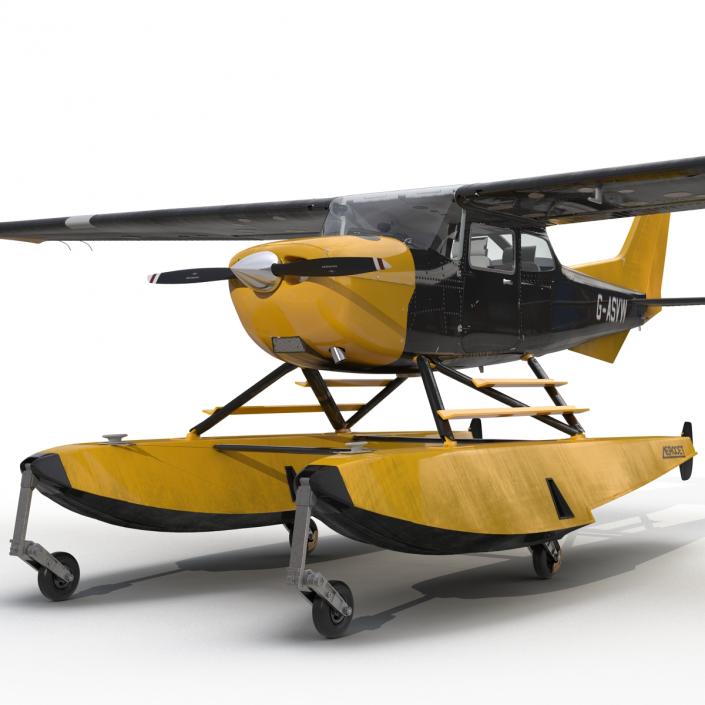 3D model Cessna 172 Black Seaplane