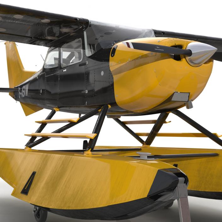 3D model Cessna 172 Black Seaplane