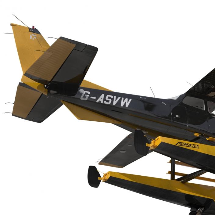 3D model Cessna 172 Black Seaplane