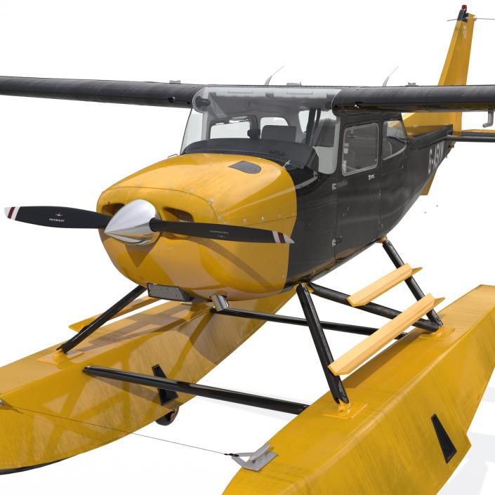 3D model Cessna 172 Black Seaplane