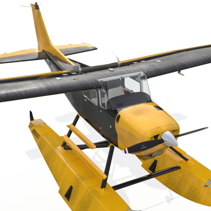 3D model Cessna 172 Black Seaplane