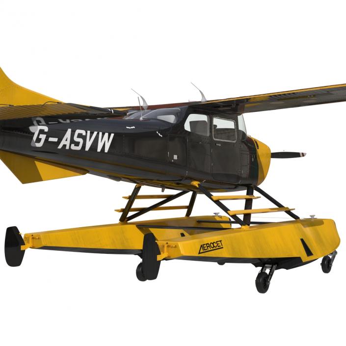 3D model Cessna 172 Black Seaplane