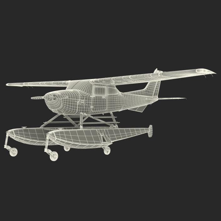 3D model Cessna 172 Black Seaplane