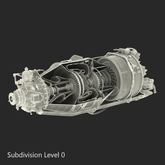 3D Turboprop Aircraft Engine Canada PT6 Sectioned