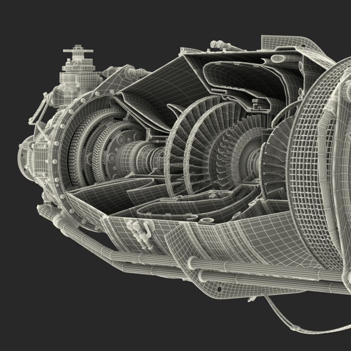 3D Turboprop Aircraft Engine Canada PT6 Sectioned