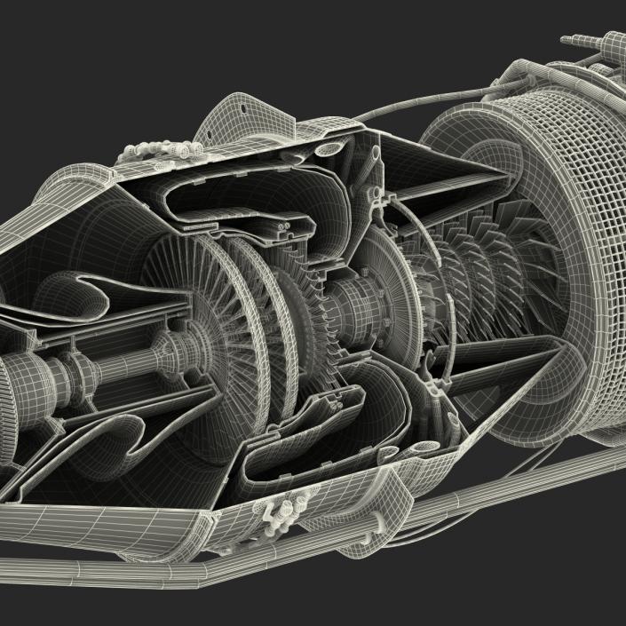 3D Turboprop Aircraft Engine Canada PT6 Sectioned