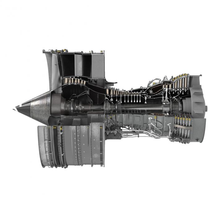 Turbofan Aircraft Engine Sectioned 3D model