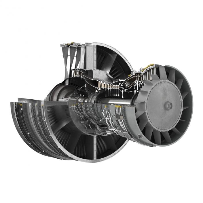 Turbofan Aircraft Engine Sectioned 3D model