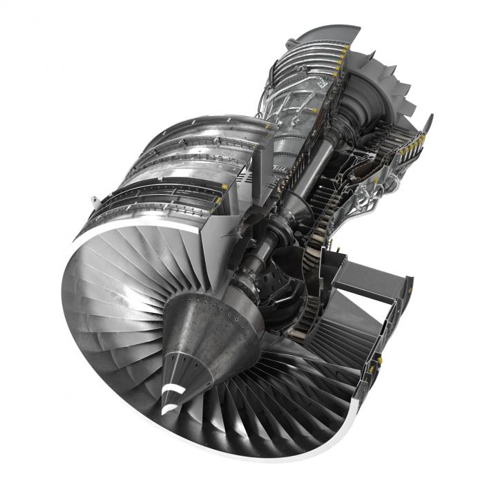 Turbofan Aircraft Engine Sectioned 3D model