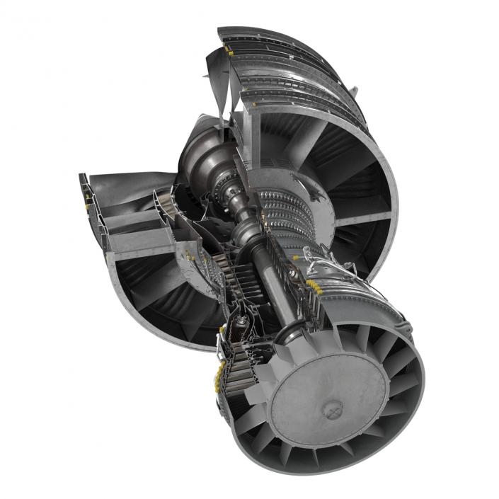 Turbofan Aircraft Engine Sectioned 3D model