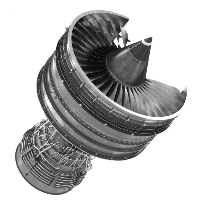 Turbofan Aircraft Engine Sectioned 3D model