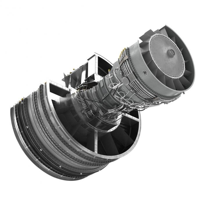 Turbofan Aircraft Engine Sectioned 3D model