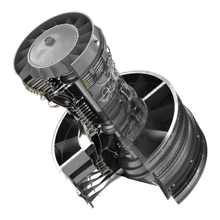 Turbofan Aircraft Engine Sectioned 3D model