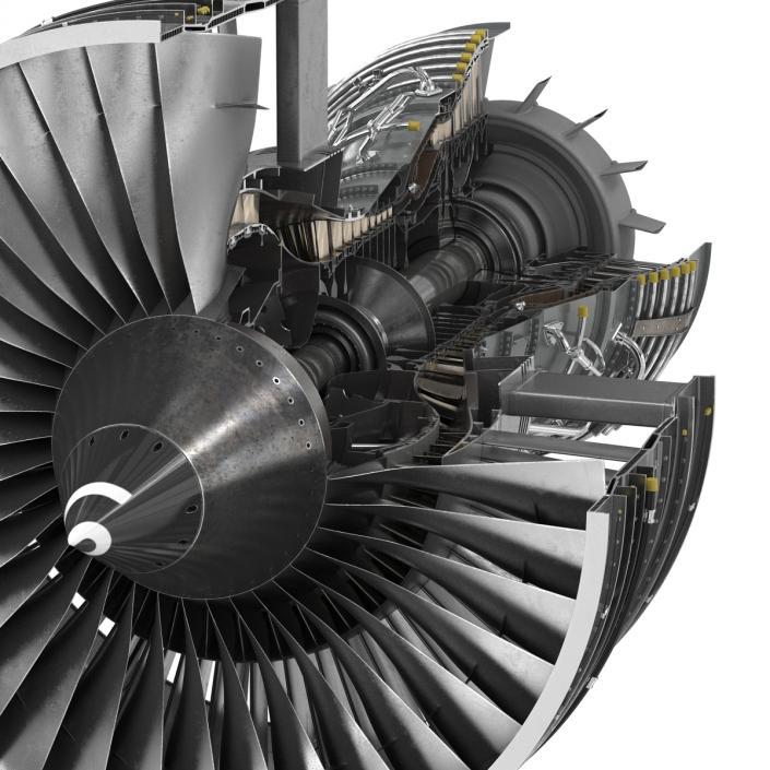 Turbofan Aircraft Engine Sectioned 3D model