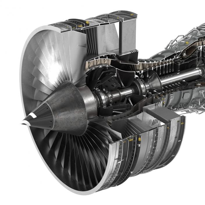 Turbofan Aircraft Engine Sectioned 3D model