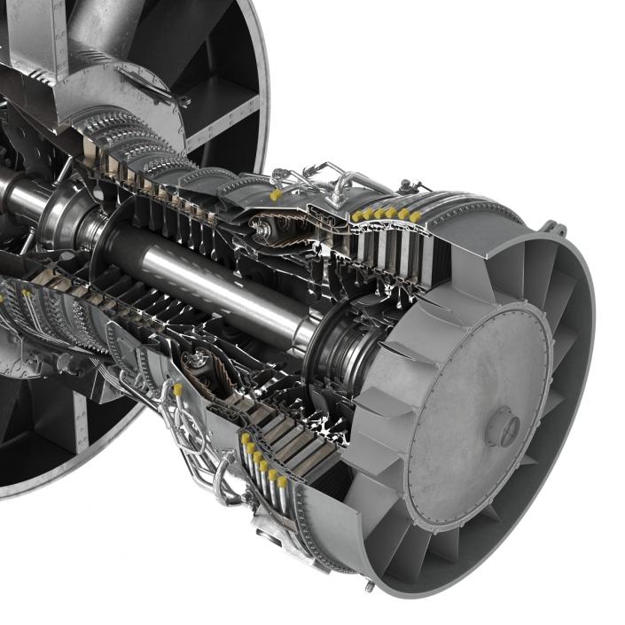 Turbofan Aircraft Engine Sectioned 3D model