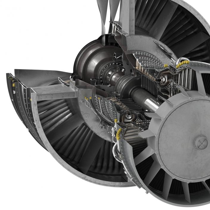 Turbofan Aircraft Engine Sectioned 3D model