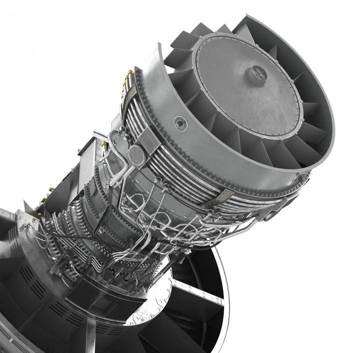 Turbofan Aircraft Engine Sectioned 3D model