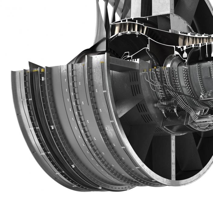 Turbofan Aircraft Engine Sectioned 3D model