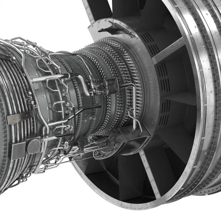 Turbofan Aircraft Engine Sectioned 3D model