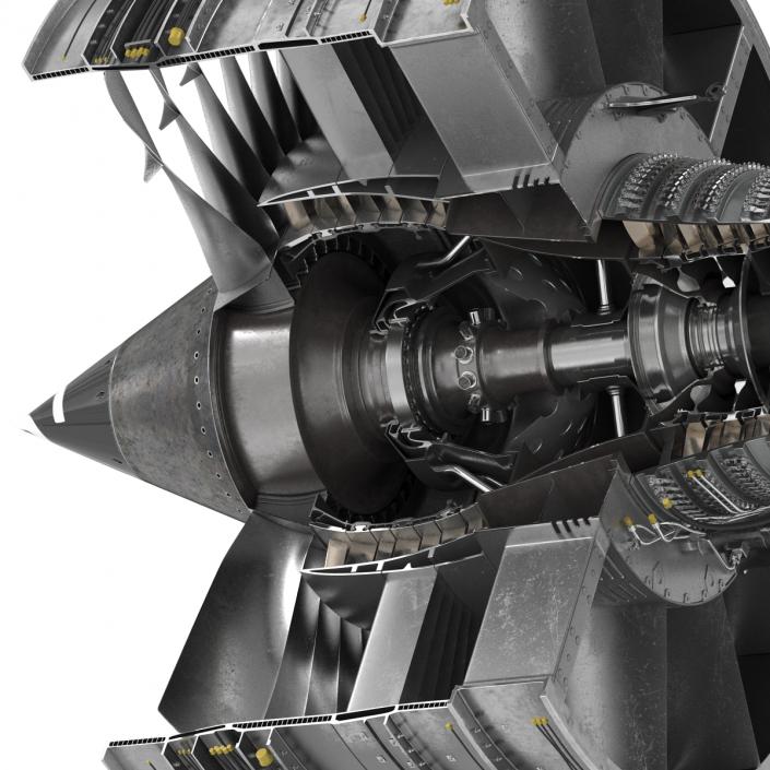 Turbofan Aircraft Engine Sectioned 3D model