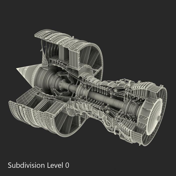 Turbofan Aircraft Engine Sectioned 3D model