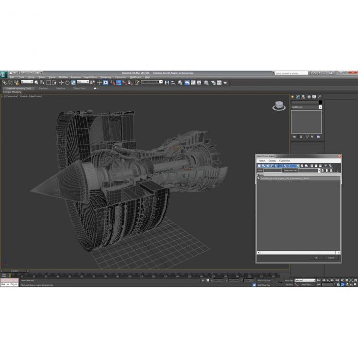 Turbofan Aircraft Engine Sectioned 3D model