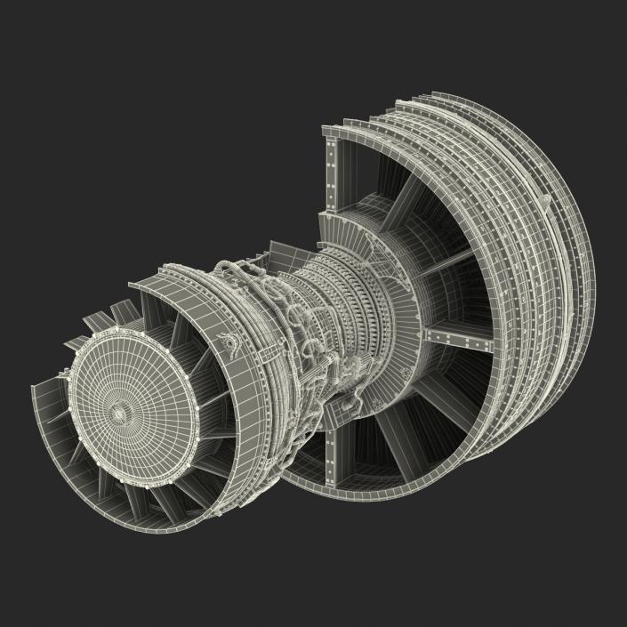 Turbofan Aircraft Engine Sectioned 3D model