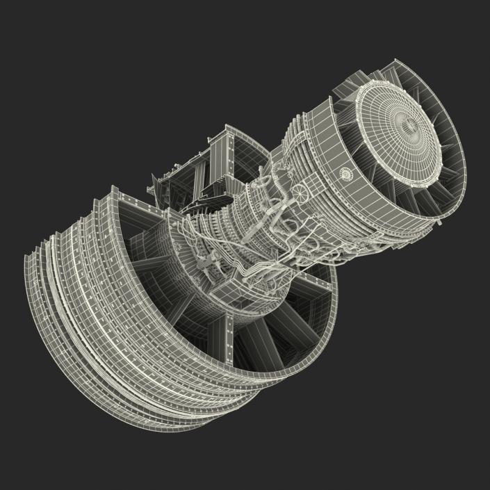 Turbofan Aircraft Engine Sectioned 3D model