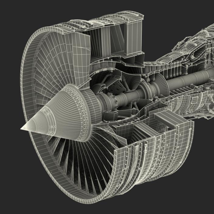 Turbofan Aircraft Engine Sectioned 3D model