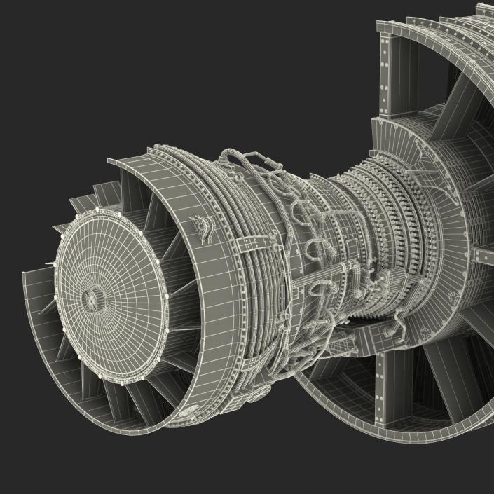 Turbofan Aircraft Engine Sectioned 3D model