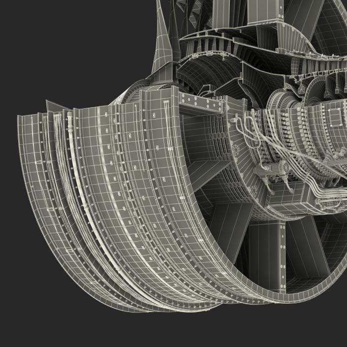 Turbofan Aircraft Engine Sectioned 3D model