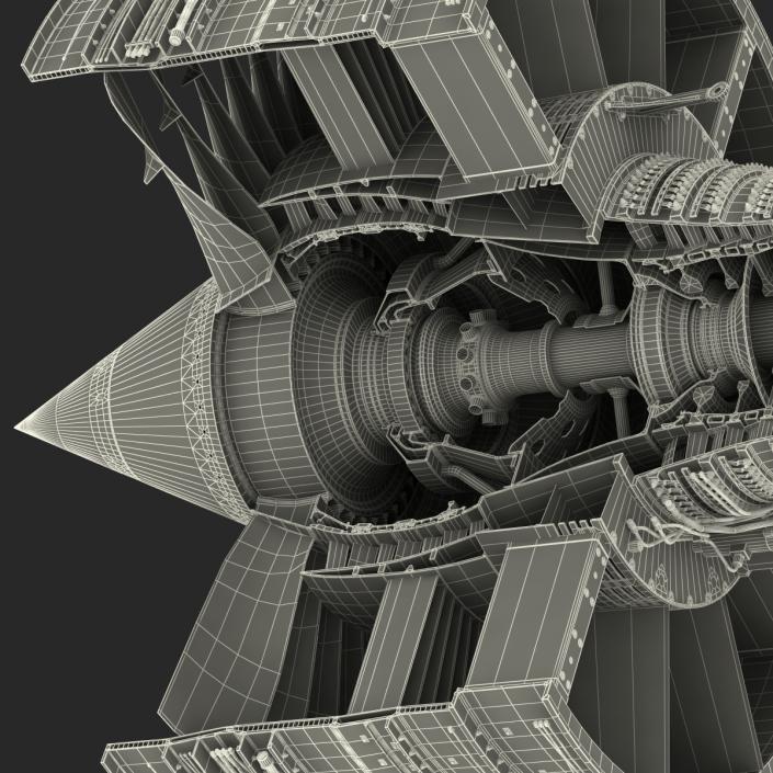 Turbofan Aircraft Engine Sectioned 3D model