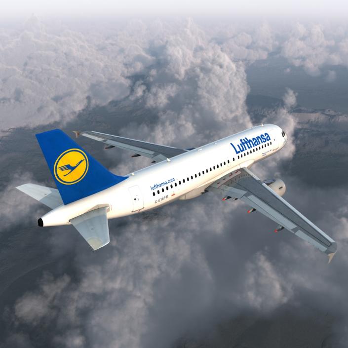 3D Airbus A319 Lufthansa Rigged model