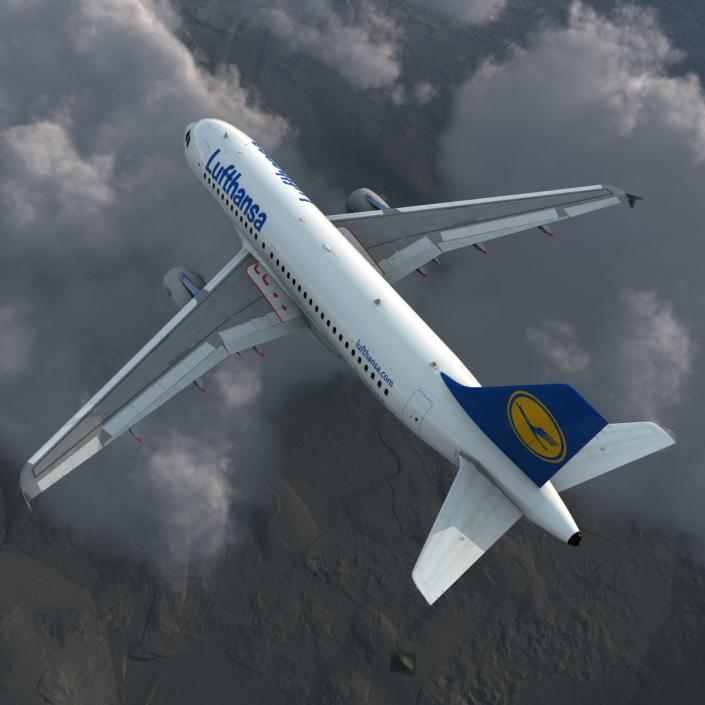 3D Airbus A319 Lufthansa Rigged model