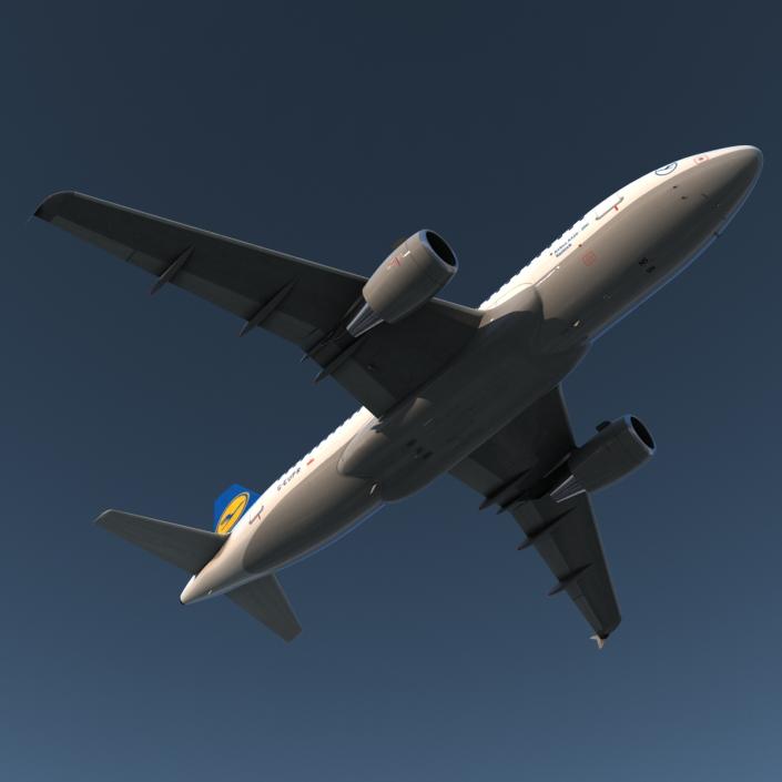 3D Airbus A319 Lufthansa Rigged model