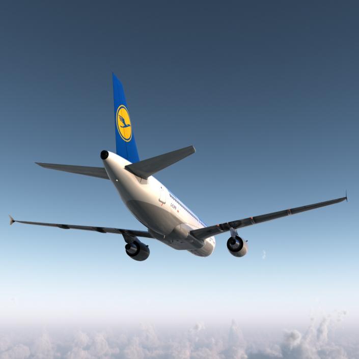 3D Airbus A319 Lufthansa Rigged model