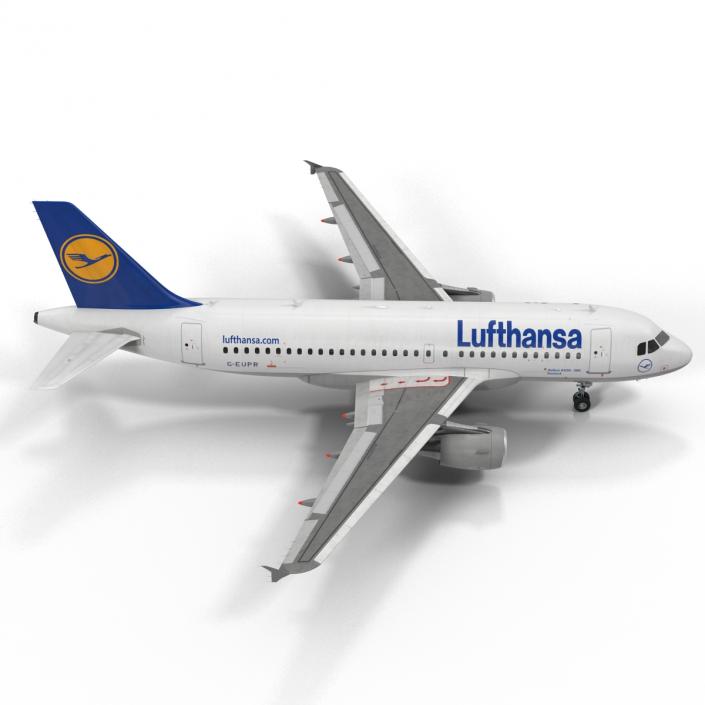 3D Airbus A319 Lufthansa Rigged model