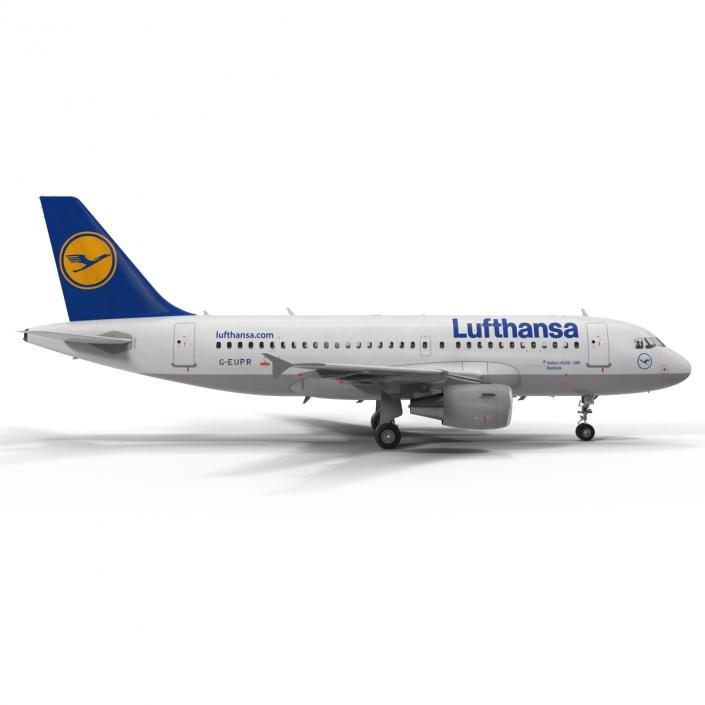 3D Airbus A319 Lufthansa Rigged model