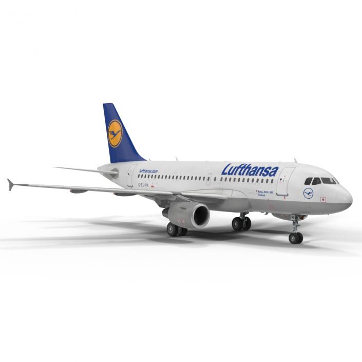 3D Airbus A319 Lufthansa Rigged model