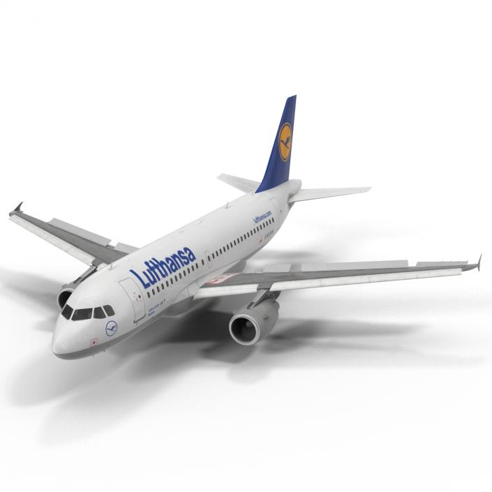 3D Airbus A319 Lufthansa Rigged model