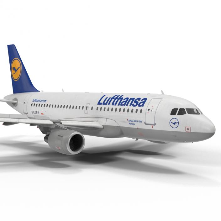 3D Airbus A319 Lufthansa Rigged model