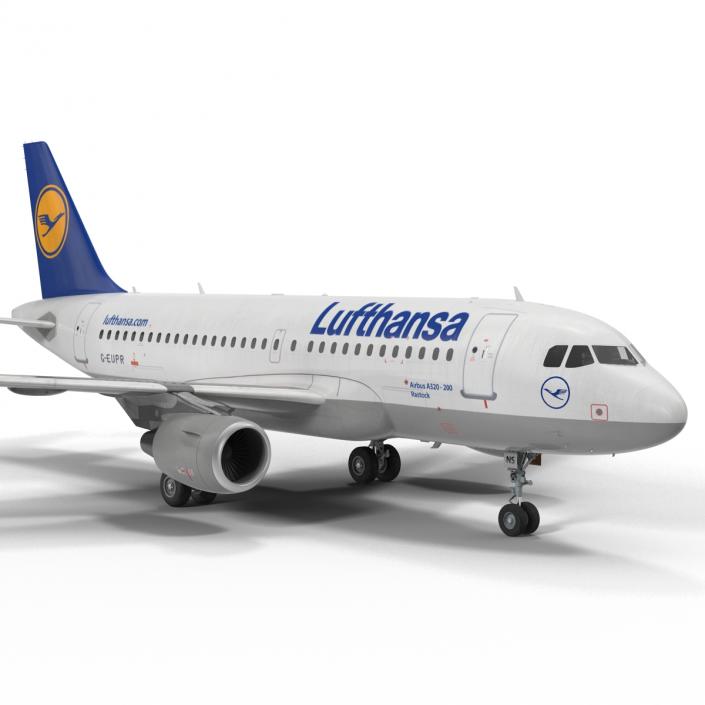 3D Airbus A319 Lufthansa Rigged model