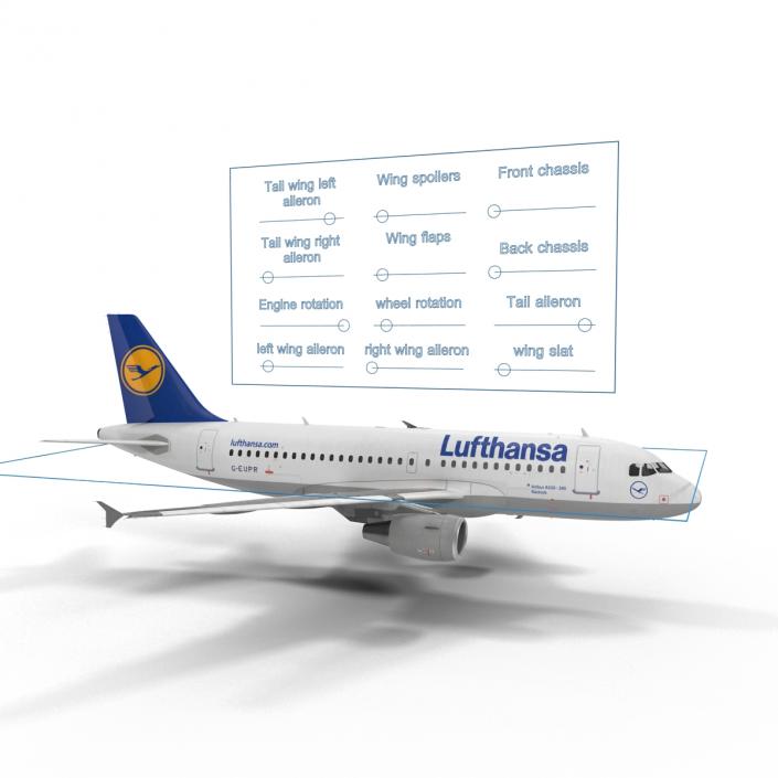 3D Airbus A319 Lufthansa Rigged model