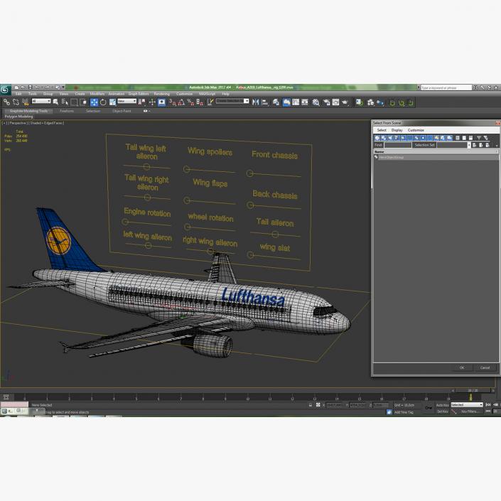 3D Airbus A319 Lufthansa Rigged model