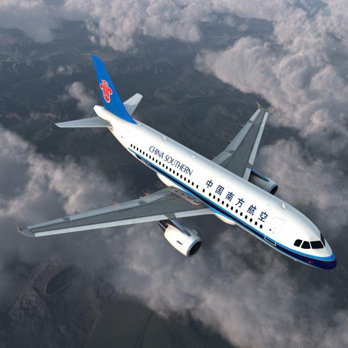 Airbus A319 China Southern Airlines Rigged 3D