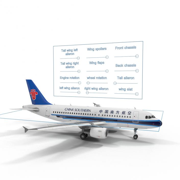 Airbus A319 China Southern Airlines Rigged 3D