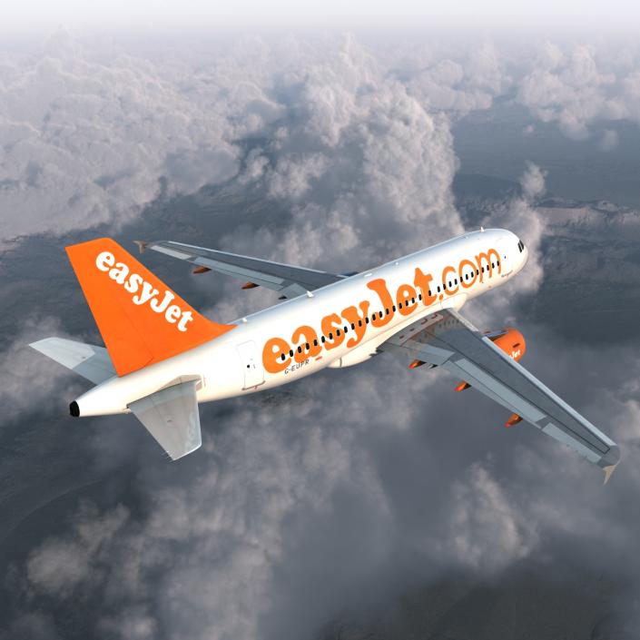 3D Airbus A319 EasyJet Rigged