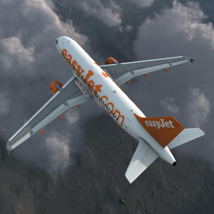 3D Airbus A319 EasyJet Rigged